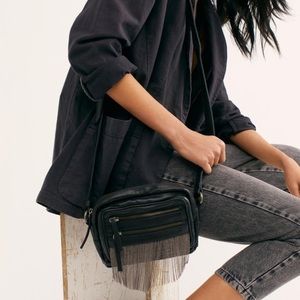 NWOT Free People Nora Fringe Crossbody Bag Black Z464-6